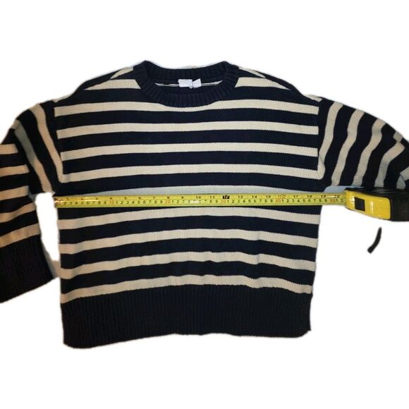 Gap Kids Girls Sweater‎ Soft Striped Oversized Navy Ivory - Picture 2 of 5